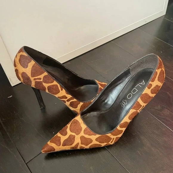 ALDO GIRAFFE PRINT PONY HAIR POINTED TOE STILETTOS SIZE 36/6 - Picture 10 of 12